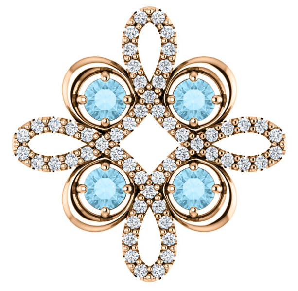 Clover Aquamarine & Diamond Pendant