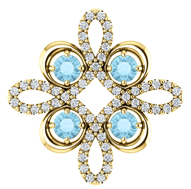 Clover Blue Zircon & Diamond Pendant