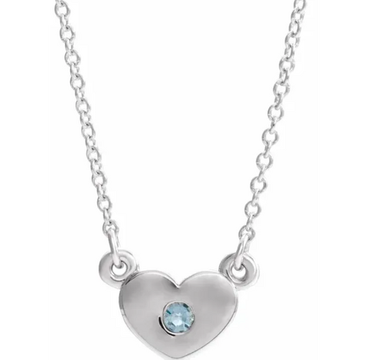 Tulip Aquamarine Heart Necklace