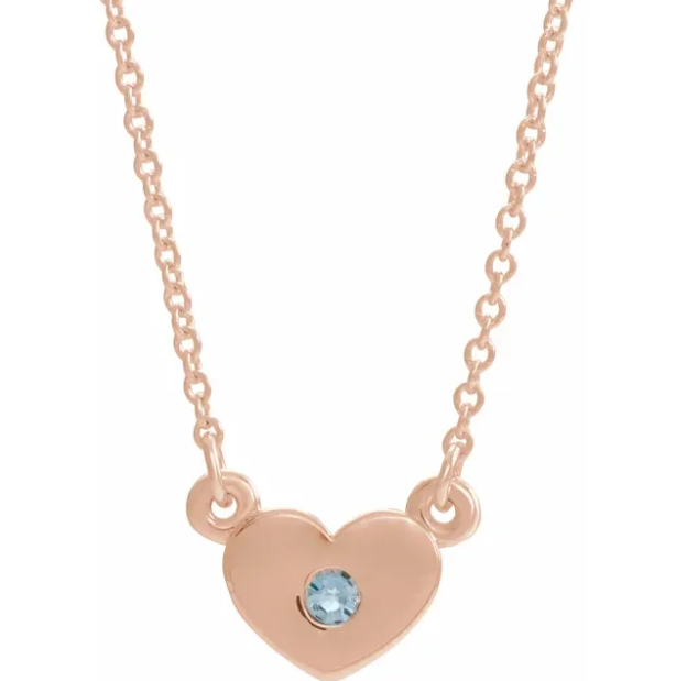 Tulip Aquamarine Heart Necklace