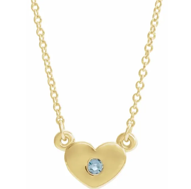 Tulip Aquamarine Heart Necklace