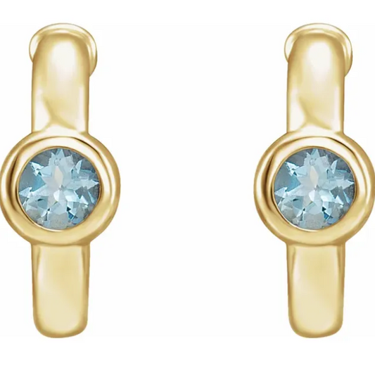 Poppy Aquamarine J Hoop Earrings