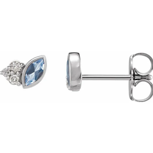 Clematis Aquamarine & Diamond Earrings