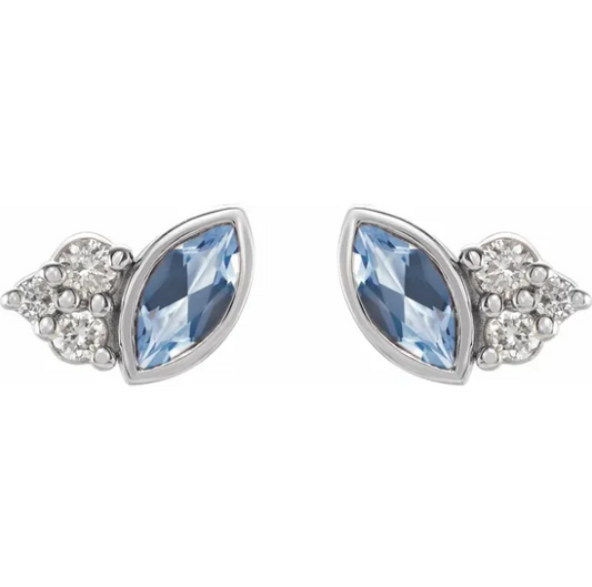 Clematis Aquamarine & Diamond Earrings