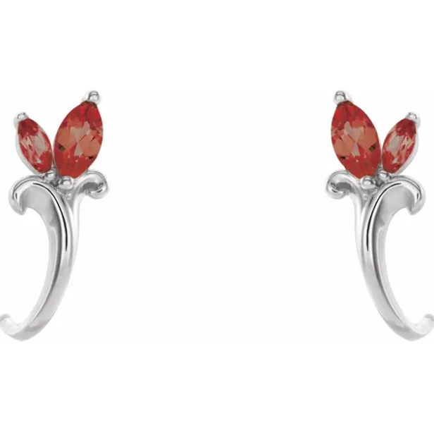 Cherry Blossom Garnet Flower Earrings