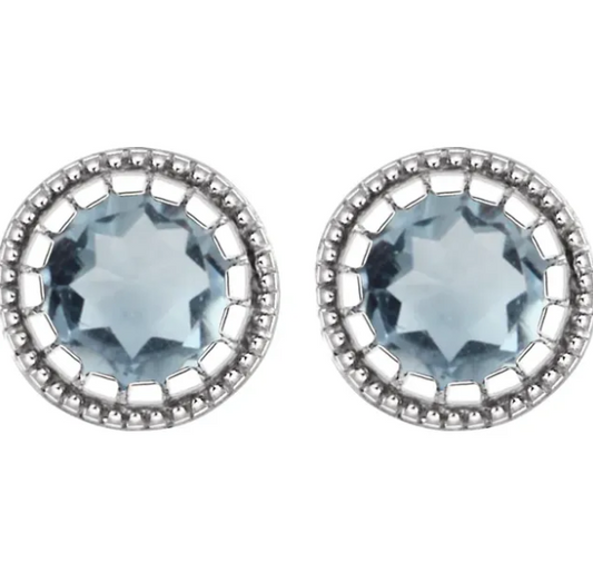 Jasmine Aquamarine Bezel Set Earrings