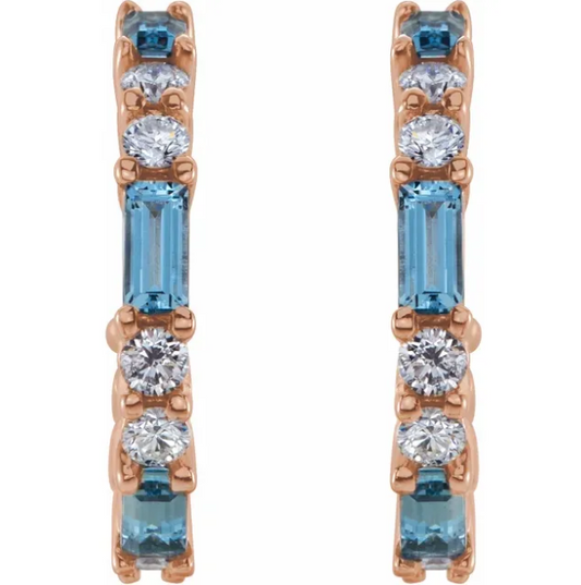 Hyacinth Aquamarine & Diamond Hoop Earrings