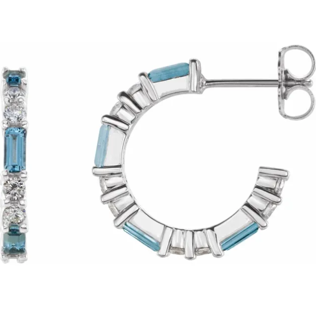 Hyacinth Aquamarine & Diamond Hoop Earrings