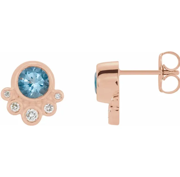 Poppy Aquamarine & Diamond Earrings