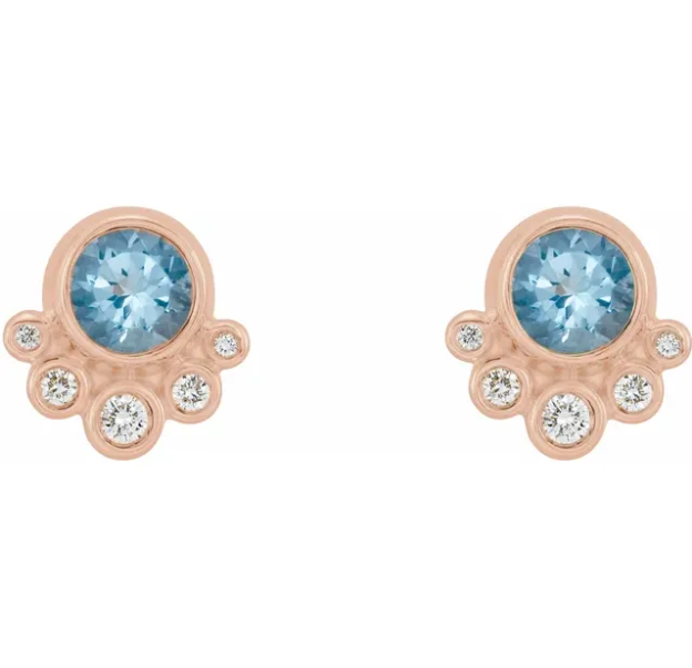 Poppy Aquamarine & Diamond Earrings