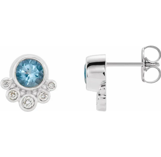 Poppy Aquamarine & Diamond Earrings