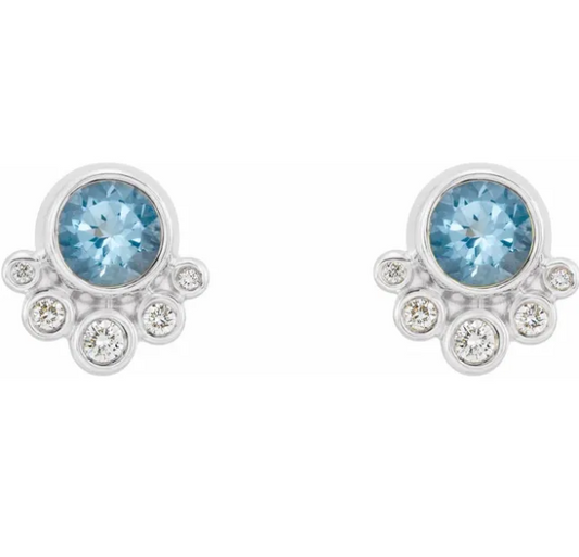 Poppy Aquamarine & Diamond Earrings