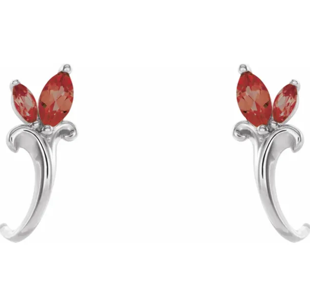 Cherry Blossom Garnet Flower Earrings