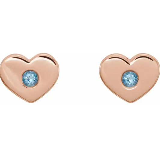 Tulip Aquamarine Heart Earrings