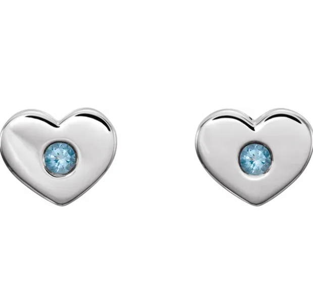 Tulip Aquamarine Heart Earrings