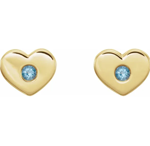 Tulip Aquamarine Heart Earrings