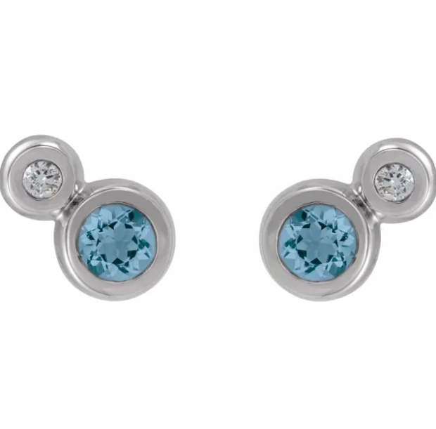 Poppy Aquamarine & Diamond Earrings