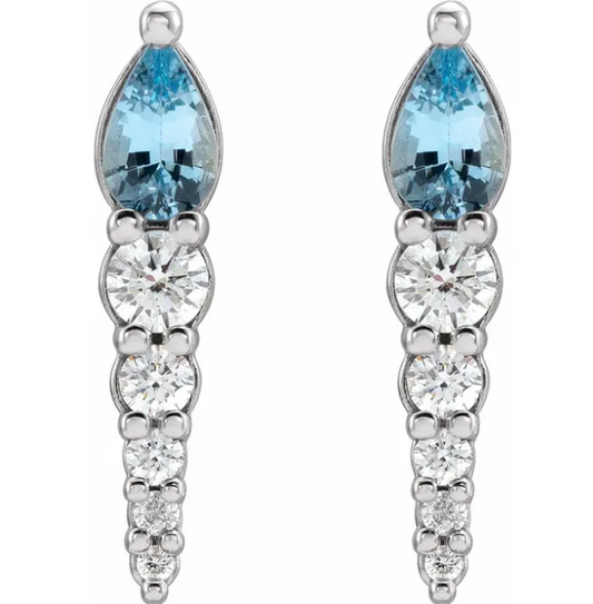 Dahlia Aquamarine & Diamond Earrings