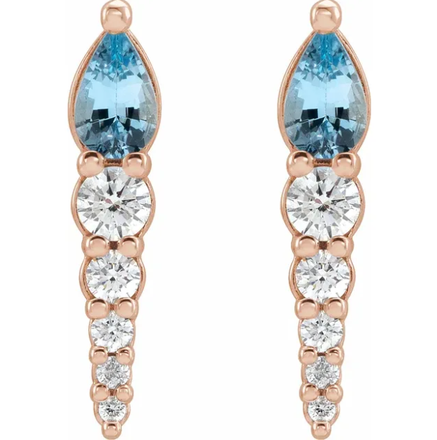 Dahlia Aquamarine & Diamond Earrings