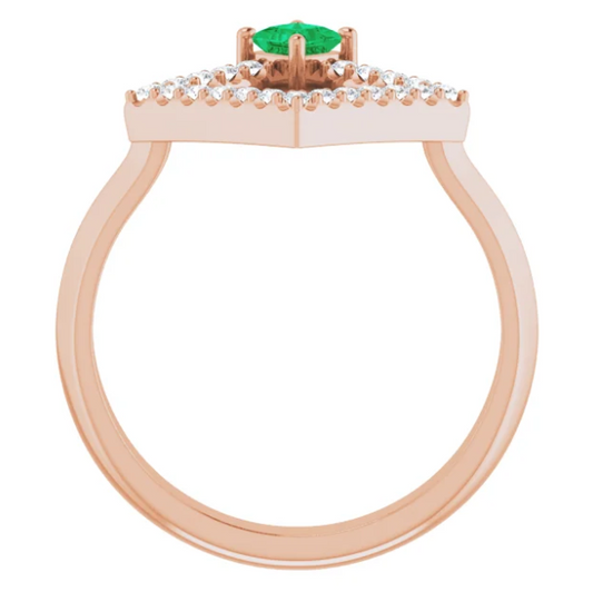 Dahlia Emerald and Diamond Geometric Ring