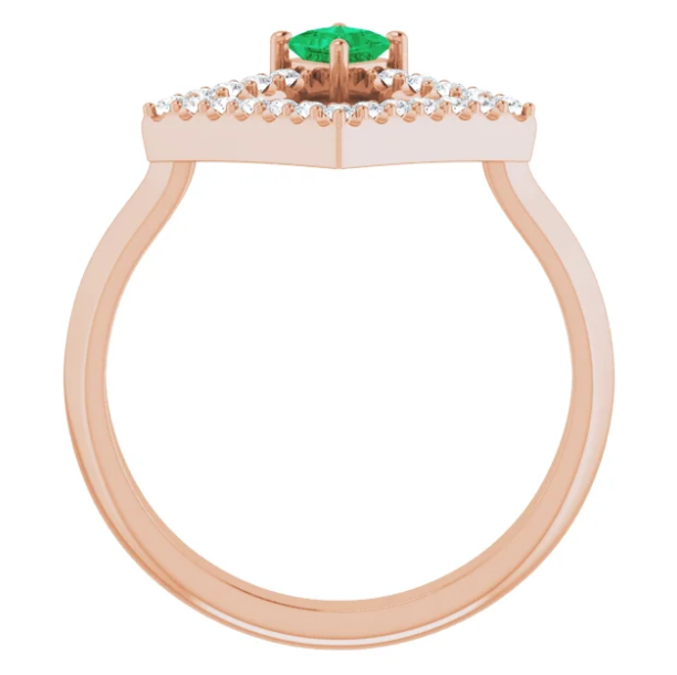 Dahlia Emerald and Diamond Geometric Ring