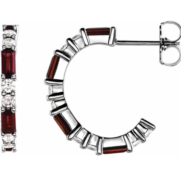 Hyacinth Garnet & Diamond Hoop Earrings