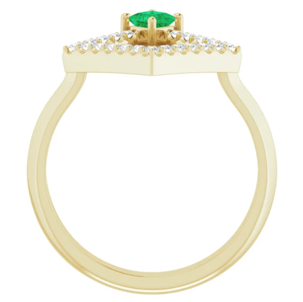 Dahlia Emerald and Diamond Geometric Ring