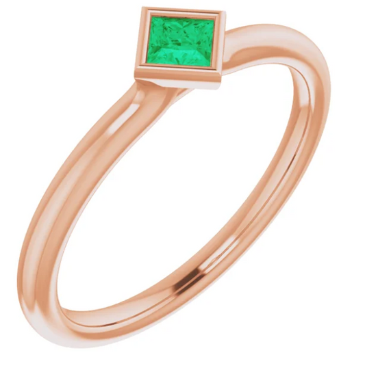 Dahlia Emerald Square Bezel Stackable Ring