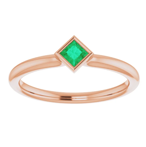 Dahlia Emerald Square Bezel Stackable Ring