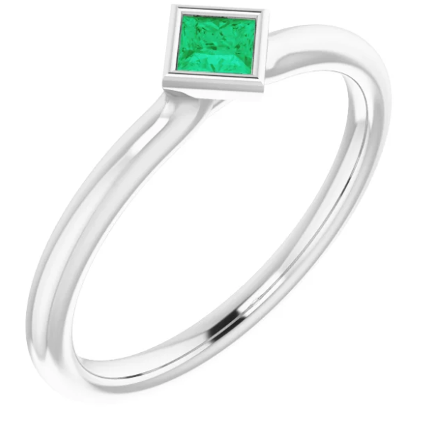 Dahlia Emerald Square Bezel Stackable Ring