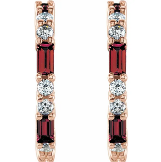 Hyacinth Garnet & Diamond Hoop Earrings