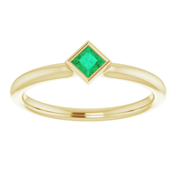 Dahlia Emerald Square Bezel Stackable Ring