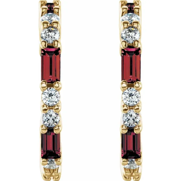 Hyacinth Garnet & Diamond Hoop Earrings