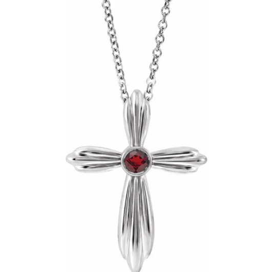 Daffodil Ruby Cross Necklace