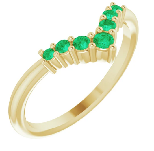 Bellflower Emerald Chevron Stackable Ring