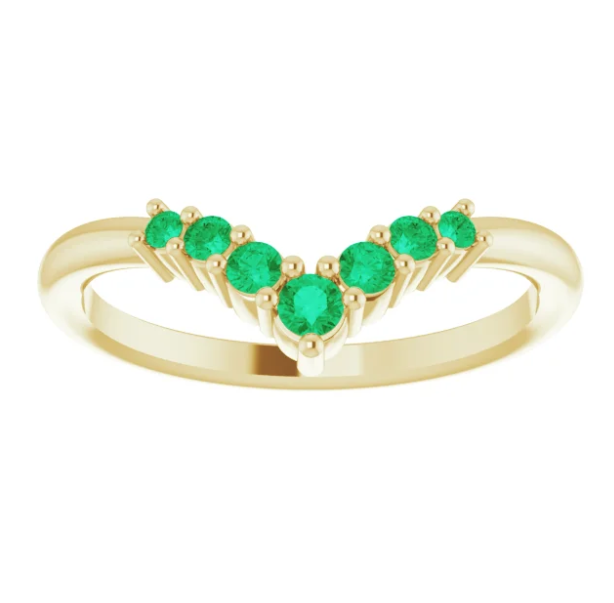 Bellflower Emerald Chevron Stackable Ring