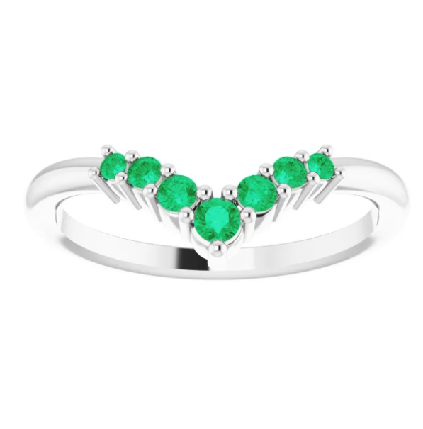 Bellflower Emerald Chevron Stackable Ring