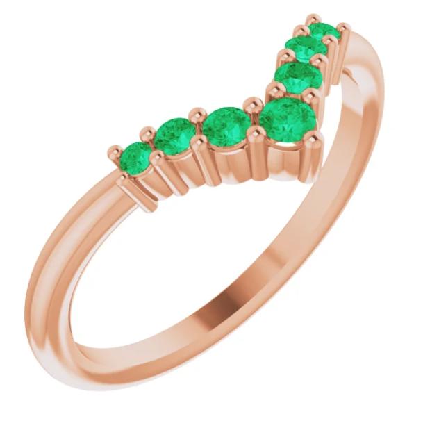 Bellflower Emerald Chevron Stackable Ring