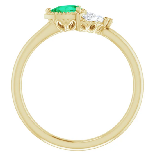 Jasmine Emerald and Diamond Ring