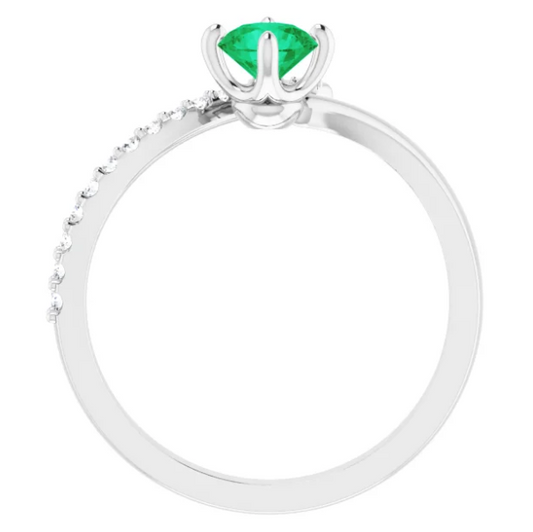 Passionflower Emerald and Diamond By Pass Ring