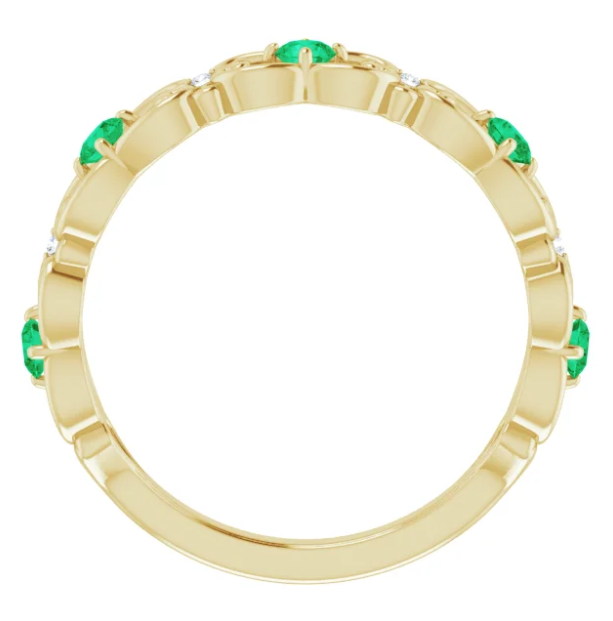 Iris Emerald and Diamond Filigree Ring