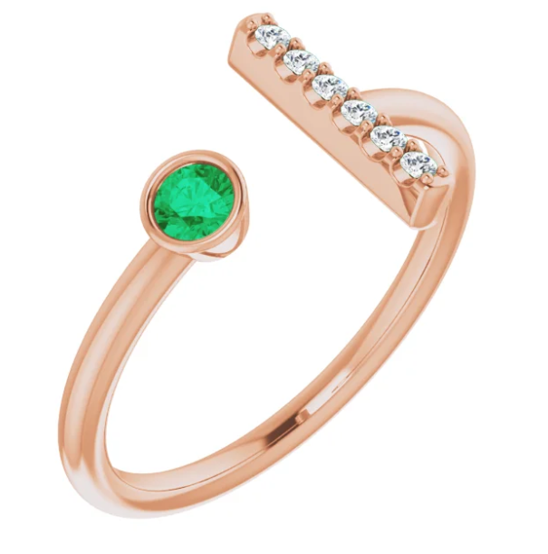 Poppy Emerald and Diamond Bar Ring