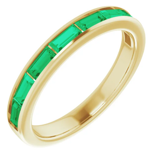 Hyacinth Emerald Baguette Stackable Ring