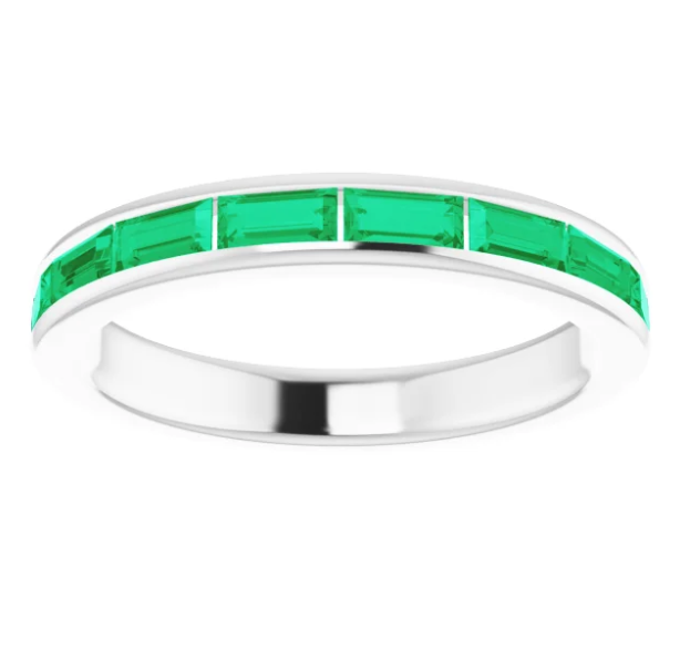 Hyacinth Emerald Baguette Stackable Ring