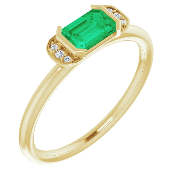 Dahlia Emerald and Diamond Ring