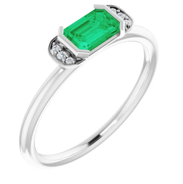 Dahlia Emerald and Diamond Ring