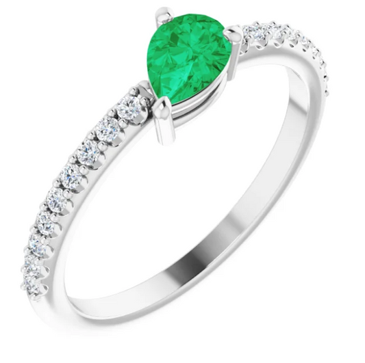 Lilac Emerald and Diamond Ring