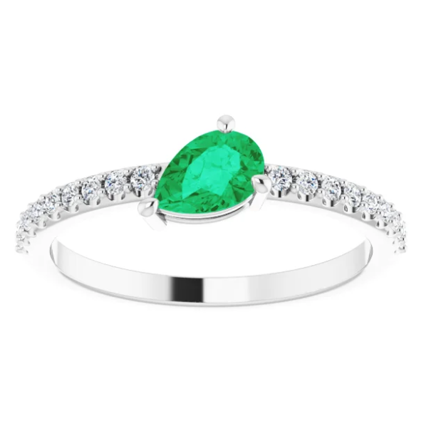 Lilac Emerald and Diamond Ring