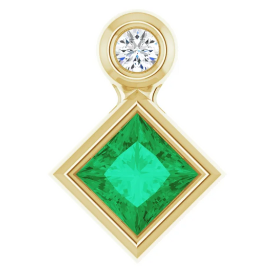 Dahlia Bezel Emerald & Diamond Pendant