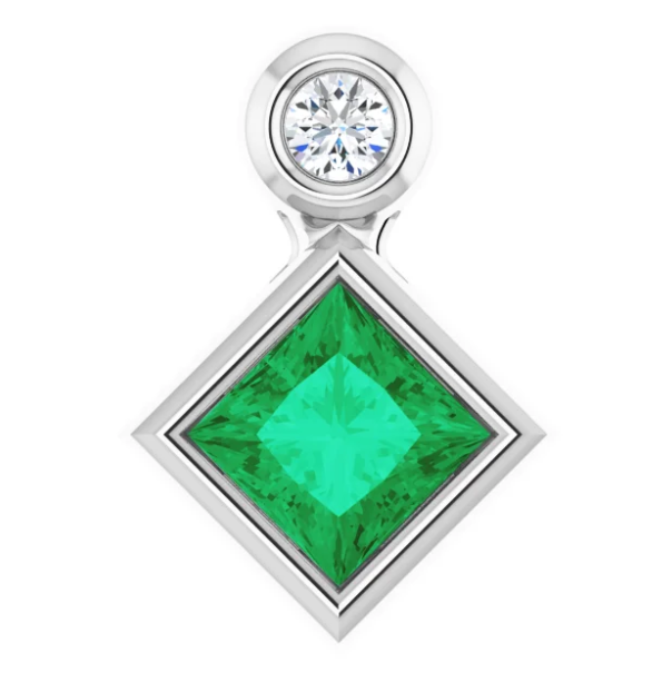 Dahlia Bezel Emerald & Diamond Pendant